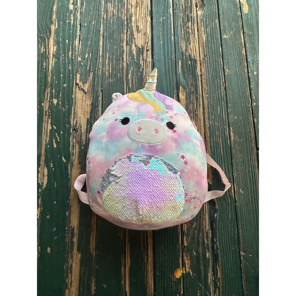 Squishmallows Unicorn Plush Backpack Pastel Tie Dye Flip Sequin Stars Q042-2947